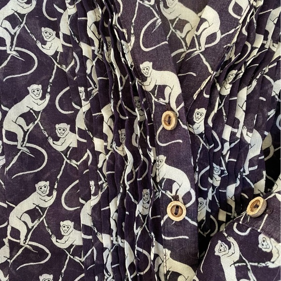 Maeve Anthropologie Purple Monkey Print Long Sleeve Button Up Blouse Size 4 - Picture 11 of 11